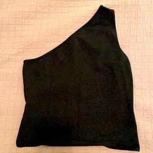 Express Black Glitter One Arm Top